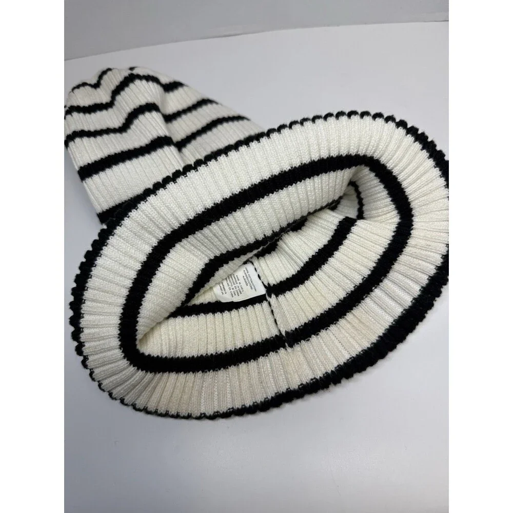 Marc Jacobs Redux Grunge Collection 1993/2018 Black & White Strip Beanie Hat